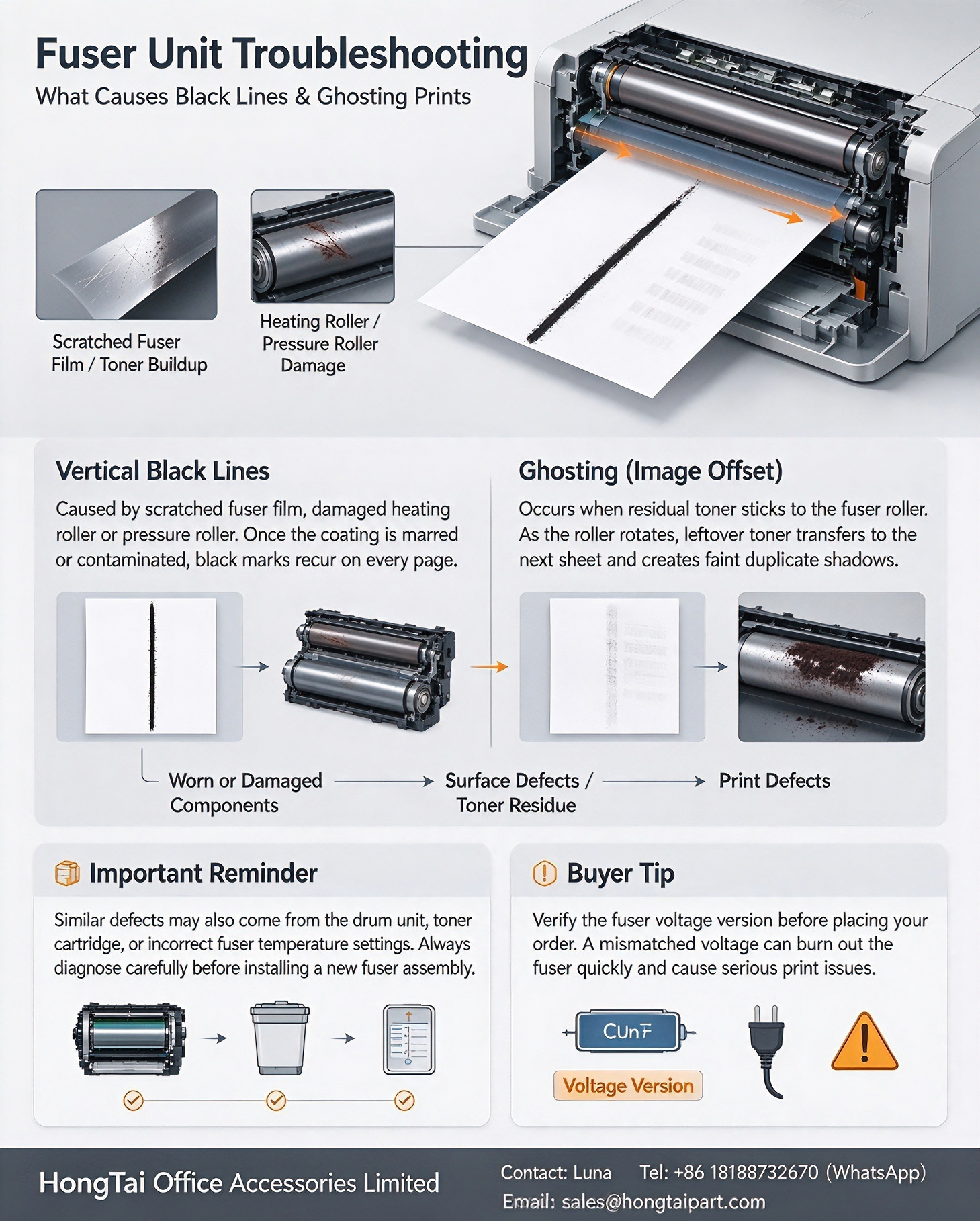Son şirket blogları hakkında Fuser Unit Troubleshooting: What Causes Vertical Black Lines & Ghosting on Laser Prints